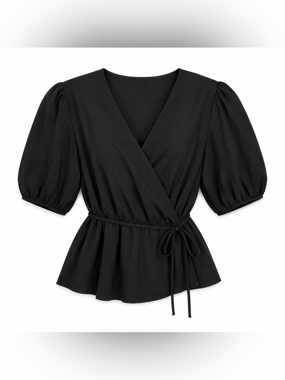 REBECCA MINKOFF BLACK V NECK SHORT SLEEVE BLOUSE